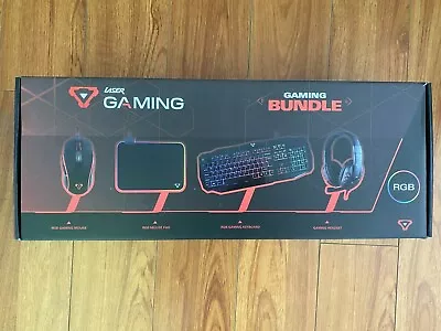 BNIB Laser Gaming PC RGB LED Light Gaming Bundle Keyboard Mouse Headset Mousepad • $79.95