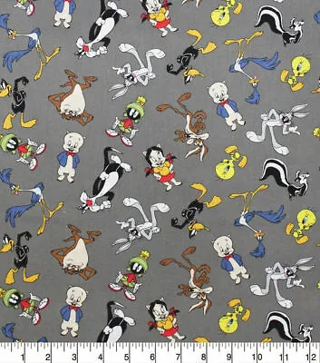 $6.29 • Buy Looney Tunes 100% Cotton Fabric Tossed Characters  ¼ YD 9X44”  + Elastic