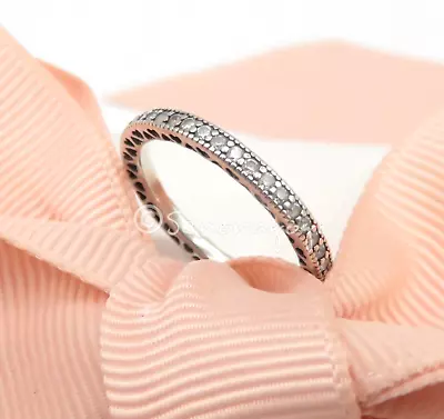 $42 • Buy PANDORA Silver CZ Hearts Of Pandora Eternity Stacker Ring Size 52 #190963CZ