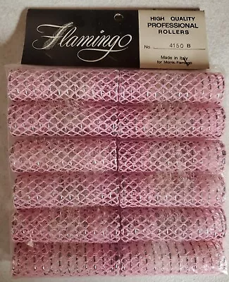 Flamingo Hair Curlers Pink Brush Rollers 7/8  Nickel Size 12 Pack Vintage New!  • $15.77