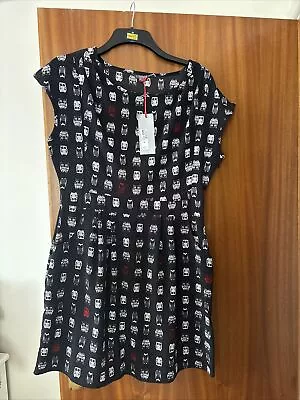 M&S Limited Collection Knee Length Short Sleeve Owl Design Dress • £15