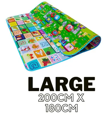 200x180cm Kids Crawling 2 Side Play Mat Educational Game Soft Foam Picnic Carpet • £14.90