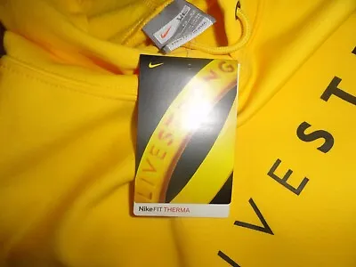 Nike Livestrong Long Sleeve Hooded Sweatshirt Xl Xlarge Yellow With Graphics • $124.95