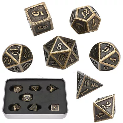 7Pcs/set Antique Metal Polyhedral Dice DND RPG MTG Role Playing Game With Box • $11.99