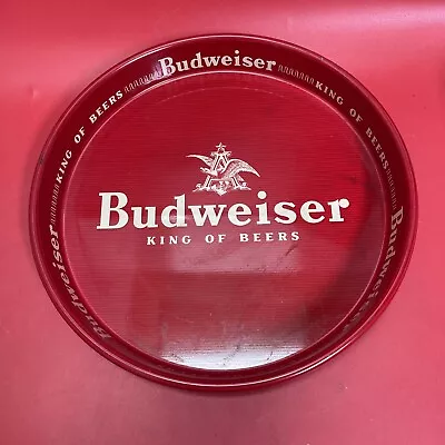 Vintage Budweiser Beer King Of Beers Red Serving Metal Tray 12” Bar • $20