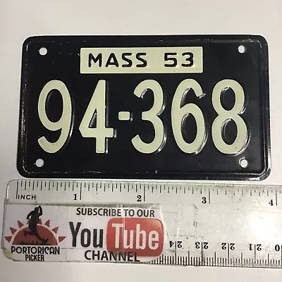 1953 Massachusetts Mini State Metal Bike License Plate Wheaties Cereal Bicycle • $3.95