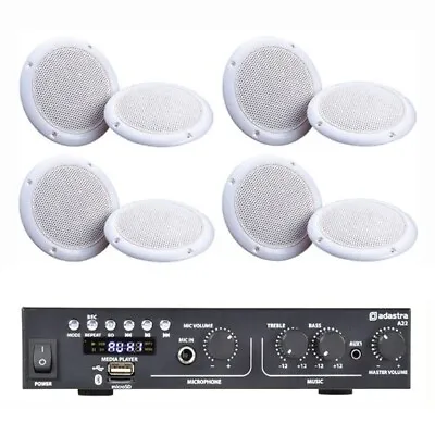 £139.95 • Buy 8 SPEAKER BACKGROUND MUSIC SYSTEM For CAFE, SHOP, HAIRDRESSERS With BLUE TOOTH