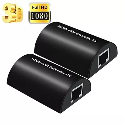 1080P HDMI Extender Converter 60M Extension Over CAT5e/6 UTP LAN RJ45 Ethernet  • $20.99