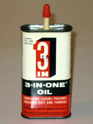 Vintage 1950s 3-in-ONE OIL Advertising Tin CAN! Half Full 3 Oz. Handy Oiler! • $14.99