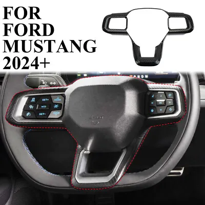 Carbon Fiber Interior Central Control Steering Wheel Trim Cover For Ford Mustang • $39.99