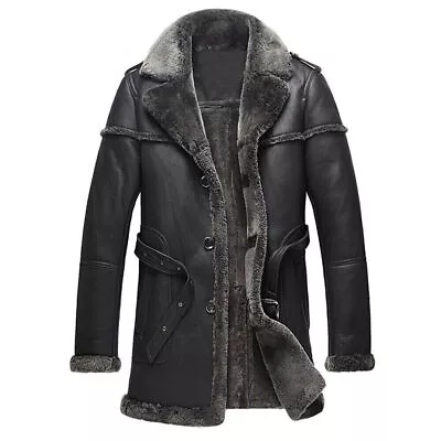 Men's B3 RAF Aviator Pilot Winter Warm Flying Bomber Fur Sheepskin Leather Coat • $99.90