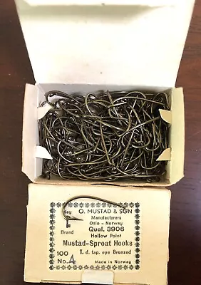 Vintage Mustad-Sproat Fly Fishing Hooks Hollow Point Bronzed No. 4 180+ Pcs • $5.99