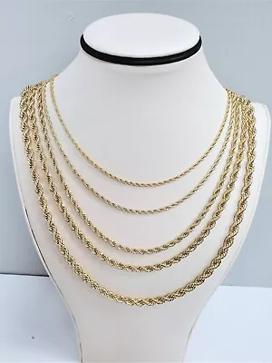 14K Yellow Gold Plated 2.5 Mm-6mm Diamond Cut Rope Chain Necklace 16 - 30  • $13.49