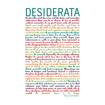 £10.99 • Buy Desiderata Rainbow Words Ehrmann Typography Wall Art Print
