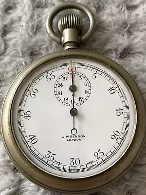 A Vintage Used Working J W Benson London Manual Wind Stopwatch –Read Description • £44.99