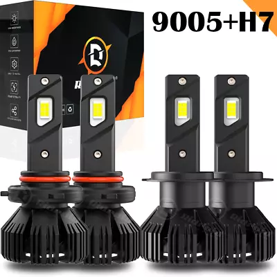 RIDROID 9005+H7 LED Headlight Bulb Combo Bulbs High Low Beam Kit White 6000K • $44.59