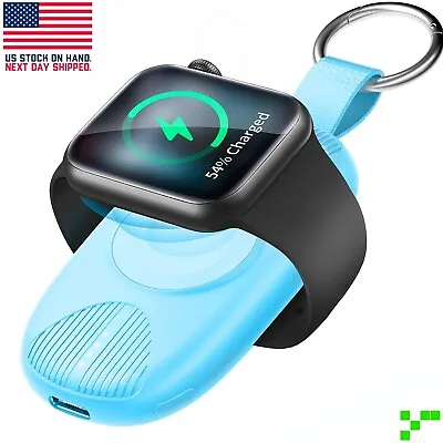 Portable Magnetic Charger For Apple Watch Keychain Power Bank 1000mAh BLUE • $9.95