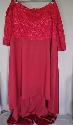 GMHO Women's Off-The Shoulder High-Low Dress Lace Top Side Zip Size 24-26. • £8.09