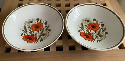 J & G Meakin Poppy Collection Cereal/Soup Bowl Set For 2 • £7.99