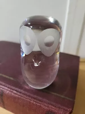 Vtg MCM Wedgewood Clear Crystal Owl 3.25  No Issues Modernist • $22