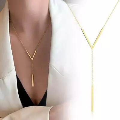 V-Shaped Necklace Chain Body Chain Jewelry Necklace B0 New Shiny Women T5A1 • £4.57