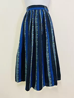 Vintage Skirt Size 8 10 Blue Green Landhaus Midi Length Full Retro Austrian J4 • £38.25