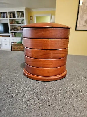 Pottery Barn Oval Walnut Jewelry Box/Tower VGUC Unique And Space Saving • $34.99