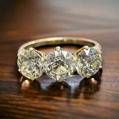 2.42cts Ttw  Old European Cut Diamond Vintage Three Stone Ring • $5200