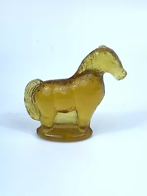 Vintage RARE Summit Art Glass Amber Glass Horse Figurine Hand Pressed In USA • $39.95