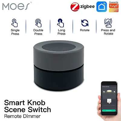 MOES Tuya ZigBee Smart Knob Switch Wireless Scene Switch Button Controller App • $31.99