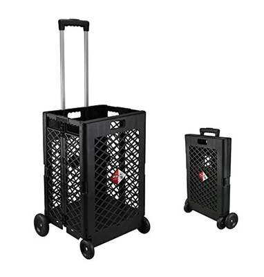 $46.99 • Buy Folding Shopping Cart Wheels Collapsible Rolling Storage Foldable Laundry Basket