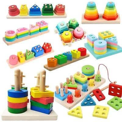 £10.93 • Buy Montessori Toys For 1 2 3 4 Year Old Boys Girls Toddlers Wooden Sorting Stacking