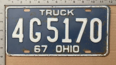 $44.99 • Buy 1967 Ohio Truck License Plate 4G 5170 YOM DMV Clear Ford Chevy Dodge 4106
