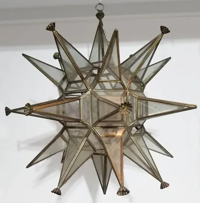 Vintage Star Light Catcher Hanging Chandelier Leaded Glass Moravian Decor • $200
