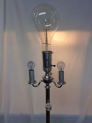 Vtg Metal Pole Lamp Floor Light Art Deco Industrial Steampunk Machine Age Mcm • $400