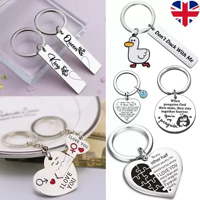 Personalized Keychain Love Keyring Couple For Lover Fiance Xmas Birthday GIfts • £4.39