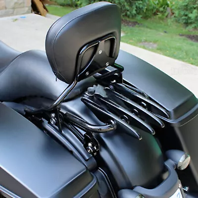 $114.99 • Buy Black Backrest Sissy Bar & Stealth Rack For 09-23 Harley Road Glide Street Glide
