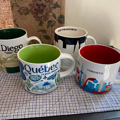 $15.99 • Buy 1-Starbucks Quebec, ￼Toronto, San Francisco, San Diego. Collector Coffee Cup Mug