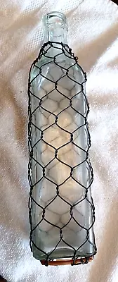Vintage Chicken Wire Wrapped 10  Glass Bottle • $4.79