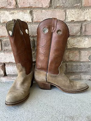 Vintage Acme Cowboy Boots Mens Size 9 D Brown Leather Western Pull Holes • $45