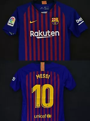 Nike FC Barcelona 2017-18 BARCA Home Shirt Jersey MESSI YOUTH-KIDS L.BOYS 160 • $58.40