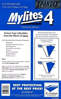 50 E Gerber Mylites 4 Mil Mylar Standard Age Comic Book Sleeve 725M4 7 1/4  X 10 • $28.70