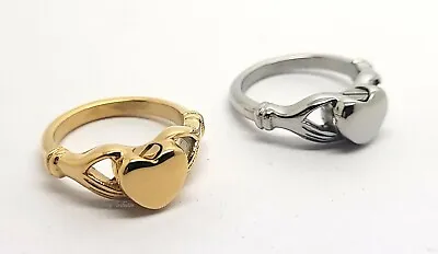 Claddagh Cremation Urn Finger Ring - Silver Or 24k Gold Plated Keepsake Rings • £22.75