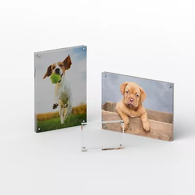 £9.99 • Buy 6x4 7x5 8x6 Freestanding Polished Clear Acrylic Magnetic Picture Photo Frame