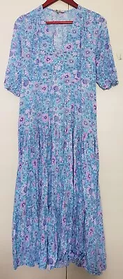 Jaase Maxi Dress Blue Flower Size M Salty Crush • $20