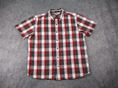 Carhartt Shirt Mens XL Red Black Button Up Short Sleeve Work Checkered Skater • $11.99