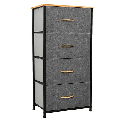 $59.99 • Buy 4 Drawer Dresser Chest Storage Organizer Fabric For Bedside Living Room Gray
