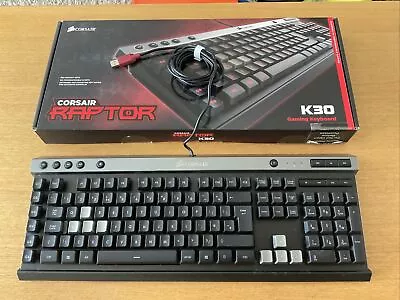 Corsair Raptor K30 USB Gaming Keyboard With Multi Colour LED Backlighting Boxed • £19.99