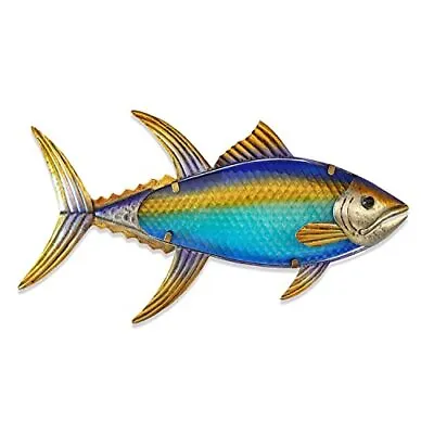 Handmade Yellowfin Tuna Metal Fish Art Sculpture Wall Hanging Indoor Outdoor • $29.99