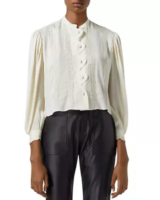 £9.99 • Buy The Kooples Flowing Ecru Snakeskin Motif Blouse Top Size 12